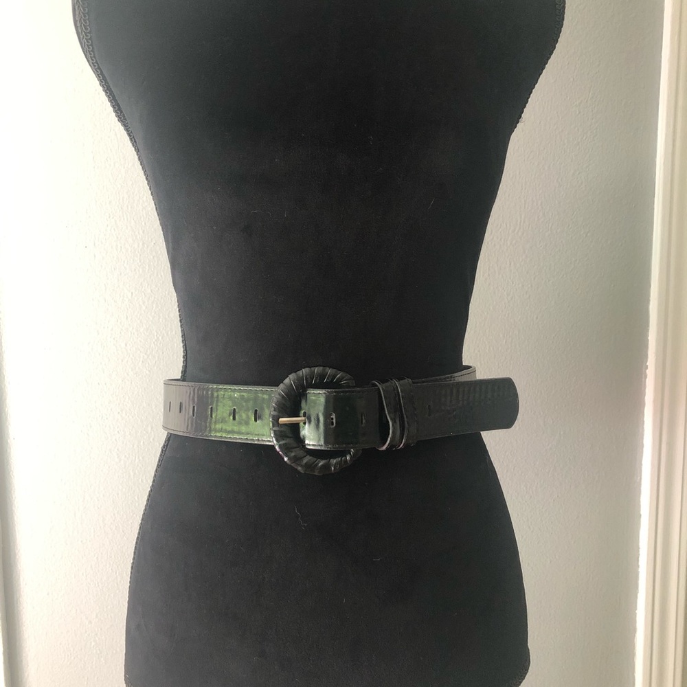 Black faux leather belt